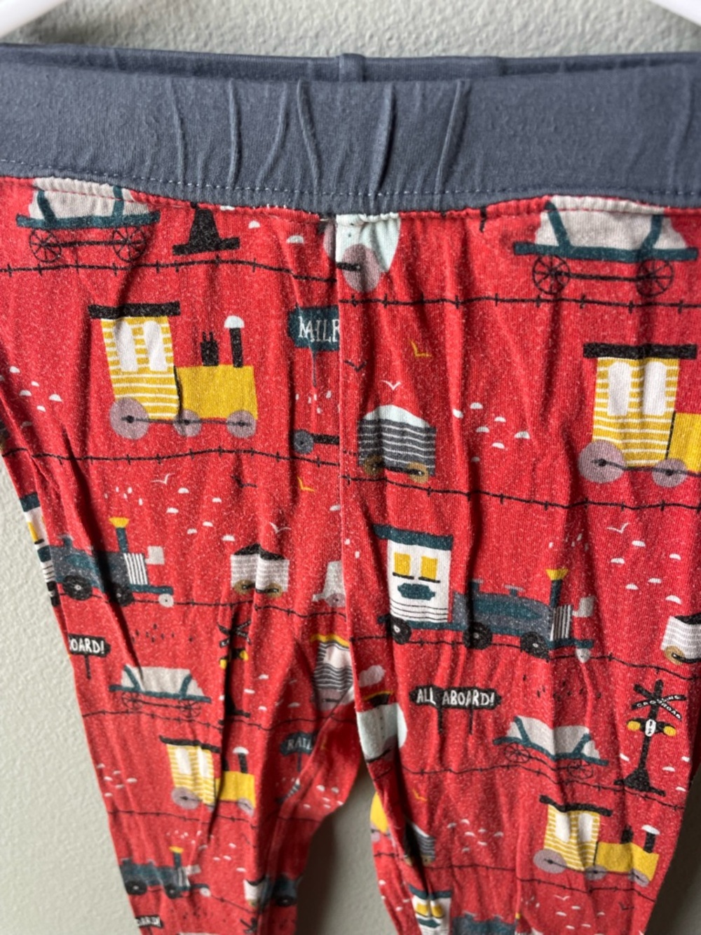 Little Sleepies Trains Bamboo Pajama Long Sleeve Set - Red with Trains - Picture 6 of 6